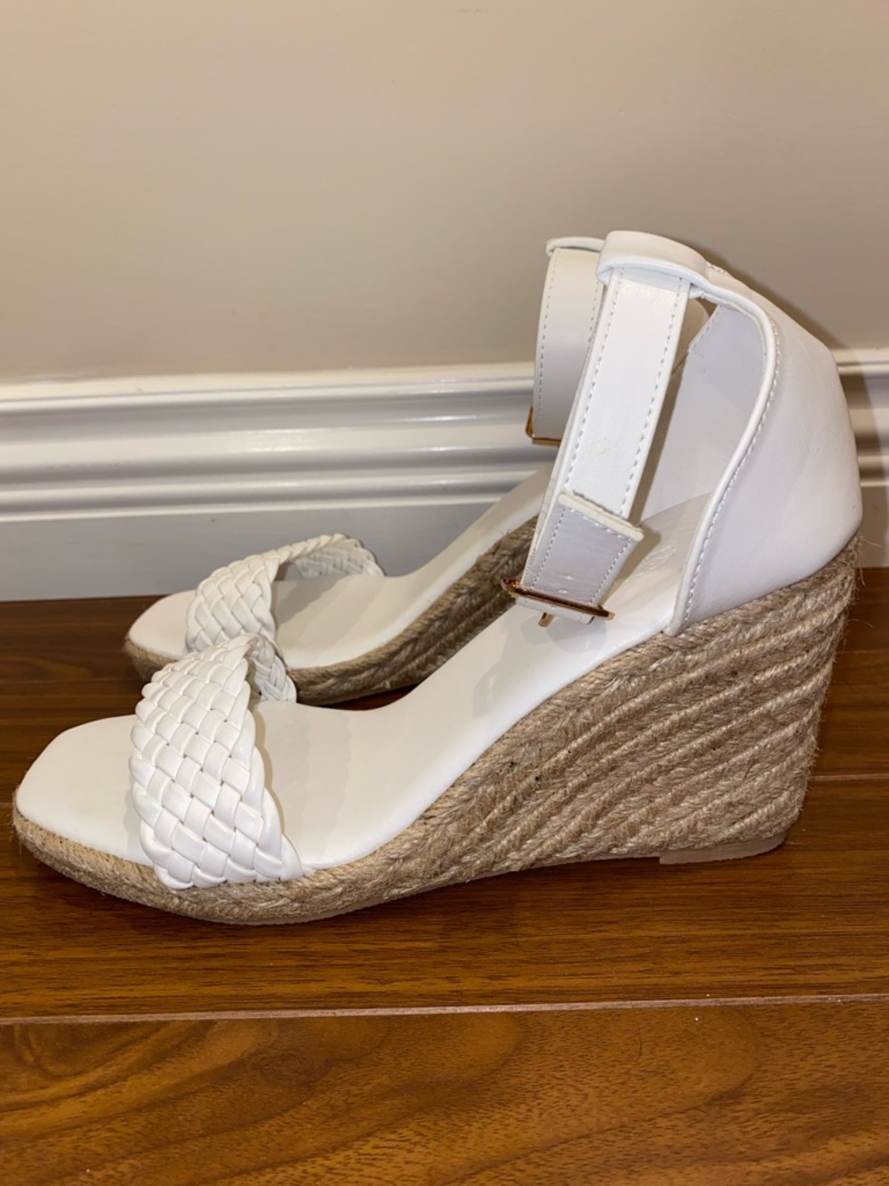 Ardene White Braided Ankle-Strap Espadrille Wedges - Picture 4 of 9